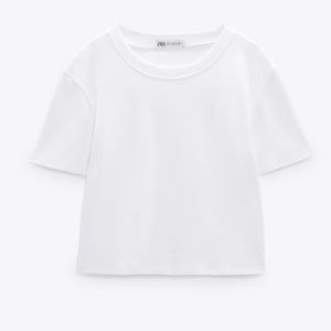 NWOT Zara White crop Tee size Medium